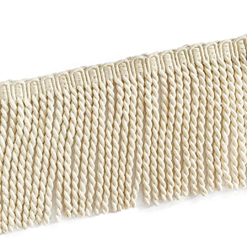 Yalulu 5 Yards Beige Baumwolle Quasten Fransenbesatz Spitzenbesatz Fransen Borte Decorative Tassels Boho Schnittfranse Spitzenband Für Hängematte Dekoration von Yalulu