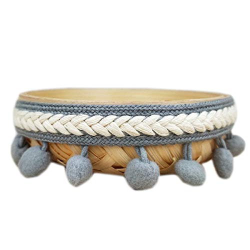 Yalulu 5 Yards Bestickt Pom Pom Pompom Bommelborte Spitze Quaste Trim Fransen Band für DIY Fertigkeit Nähzubehör Zubehörteil Dekorieren (Grau) von Yalulu