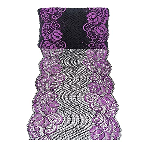 Yalulu 5 Yards Elastische Spitze Trim Blume Spitzenband Trim DIY Kunsthandwerk Weich Wunderschöne Spitzenbordüre Nähen (Lila) von Yalulu