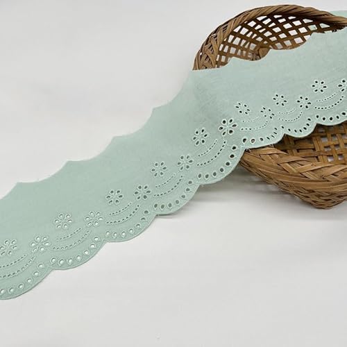 Yalulu 5 Yards Natur Baumwoll-Spitzenband, 10cm Breiter Baumwoll Öse Spitzenbesatz Blumenstickerei Rüschen Spitzenbesatz Schleife Wellenkante (grün) von Yalulu