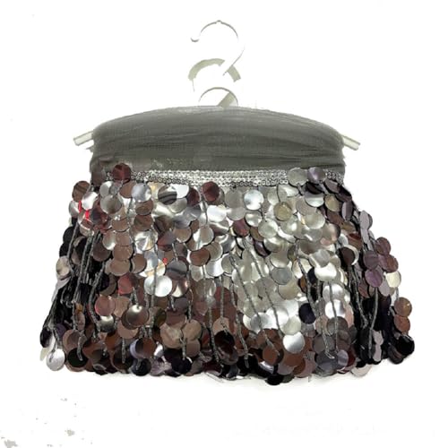 Yalulu 5 Yards Pailletten Quaste Schnittfranse Fransenborte, 17cm PVC-Fransenbesatz Zum Nähen Pailletten-Quaste Nähbesatz Für DIY-Handwerk, Aufführung, Kostüme Heimdekoration (Grau) von Yalulu