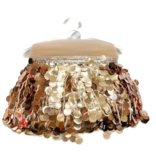 Yalulu 5 Yards Pailletten Quaste Schnittfranse Fransenborte, 17cm PVC-Fransenbesatz Zum Nähen Pailletten-Quaste Nähbesatz Für DIY-Handwerk, Aufführung, Kostüme Heimdekoration (Roségold) von Yalulu