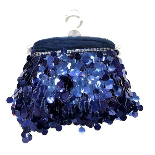 Yalulu 5 Yards Pailletten Quaste Schnittfranse Fransenborte, 17cm PVC-Fransenbesatz Zum Nähen Pailletten-Quaste Nähbesatz Für DIY-Handwerk, Aufführung, Kostüme Heimdekoration (Tiefblau) von Yalulu