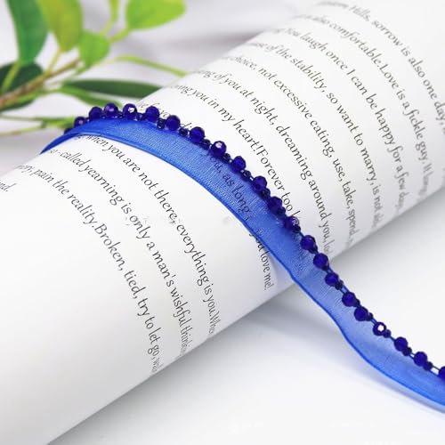 Yalulu 5 Yards Perlenband Vintage, Kordelband Dekoband Zierband Geschenkband für DIY Handwerk Kleidung Nähzubehör (Edelsteinblau) von Yalulu