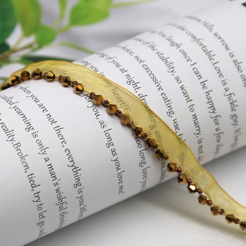 Yalulu 5 Yards Perlenband Vintage, Kordelband Dekoband Zierband Geschenkband für DIY Handwerk Kleidung Nähzubehör (Gold) von Yalulu