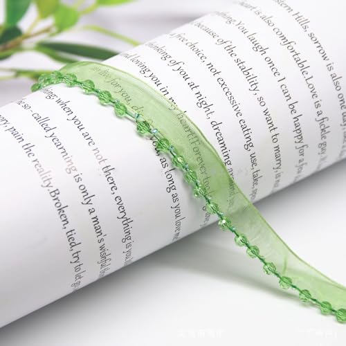Yalulu 5 Yards Perlenband Vintage, Kordelband Dekoband Zierband Geschenkband für DIY Handwerk Kleidung Nähzubehör (Grün) von Yalulu