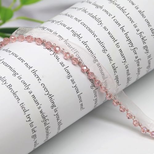Yalulu 5 Yards Perlenband Vintage, Kordelband Dekoband Zierband Geschenkband für DIY Handwerk Kleidung Nähzubehör (Hellrosa) von Yalulu