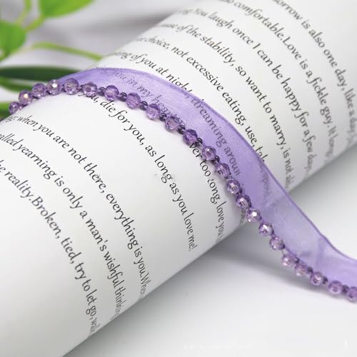 Yalulu 5 Yards Perlenband Vintage, Kordelband Dekoband Zierband Geschenkband für DIY Handwerk Kleidung Nähzubehör (Hellviolett) von Yalulu