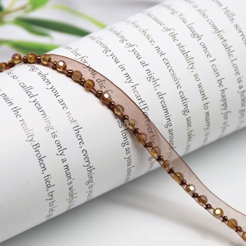 Yalulu 5 Yards Perlenband Vintage, Kordelband Dekoband Zierband Geschenkband für DIY Handwerk Kleidung Nähzubehör (Kaffee) von Yalulu