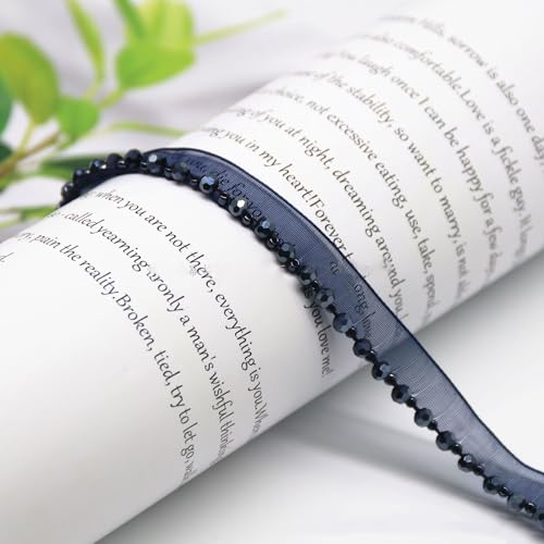 Yalulu 5 Yards Perlenband Vintage, Kordelband Dekoband Zierband Geschenkband für DIY Handwerk Kleidung Nähzubehör (Marineblau) von Yalulu