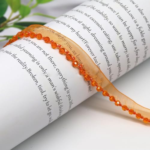 Yalulu 5 Yards Perlenband Vintage, Kordelband Dekoband Zierband Geschenkband für DIY Handwerk Kleidung Nähzubehör (Orange) von Yalulu