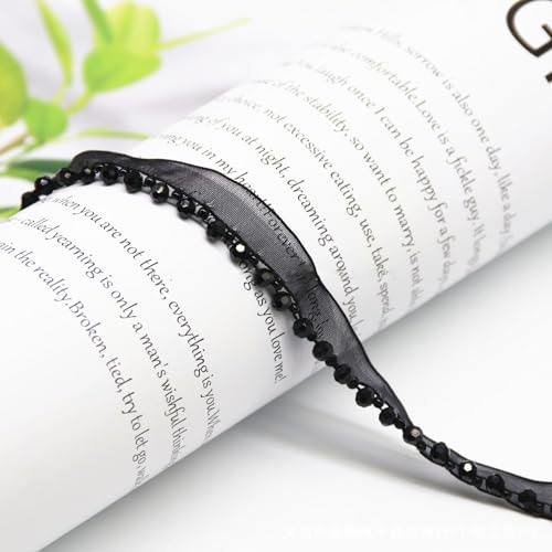 Yalulu 5 Yards Perlenband Vintage, Kordelband Dekoband Zierband Geschenkband für DIY Handwerk Kleidung Nähzubehör (Schwarz) von Yalulu