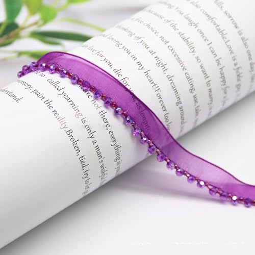 Yalulu 5 Yards Perlenband Vintage, Kordelband Dekoband Zierband Geschenkband für DIY Handwerk Kleidung Nähzubehör (Tiefviolett) von Yalulu