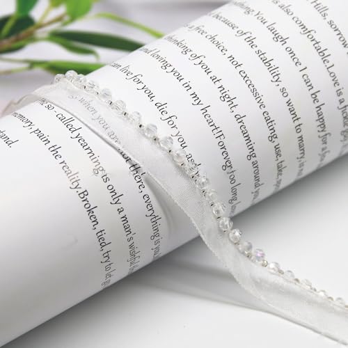 Yalulu 5 Yards Perlenband Vintage, Kordelband Dekoband Zierband Geschenkband für DIY Handwerk Kleidung Nähzubehör (Weiß) von Yalulu