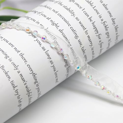 Yalulu 5 Yards Perlenband Vintage, Kordelband Dekoband Zierband Geschenkband für DIY Handwerk Kleidung Nähzubehör (Weiß-AB) von Yalulu