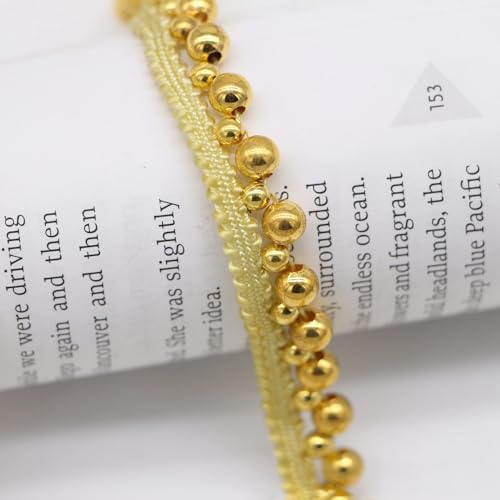 Yalulu 5 Yards Perlenbesatz Spitzenband, 13mm Perlen-Band Spitzenbesatz Perle Perlenbesatz Zum Nähen von Hochzeiten Kleidung Basteln Kostümen (Gold) von Yalulu