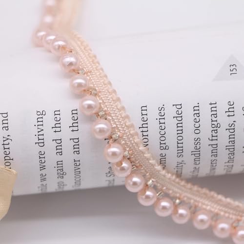 Yalulu 5 Yards Perlenbesatz Spitzenband, 13mm Perlen-Band Spitzenbesatz Perle Perlenbesatz Zum Nähen von Hochzeiten Kleidung Basteln Kostümen (Rosa) von Yalulu