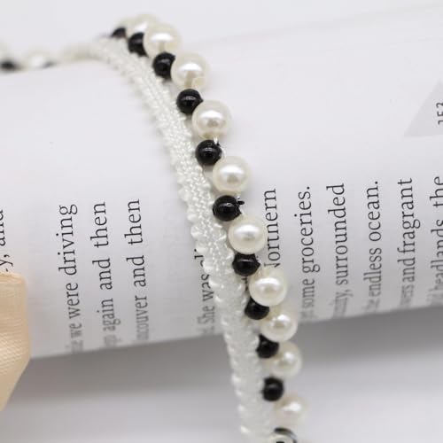 Yalulu 5 Yards Perlenbesatz Spitzenband, 13mm Perlen-Band Spitzenbesatz Perle Perlenbesatz Zum Nähen von Hochzeiten Kleidung Basteln Kostümen (Weiß-SH) von Yalulu