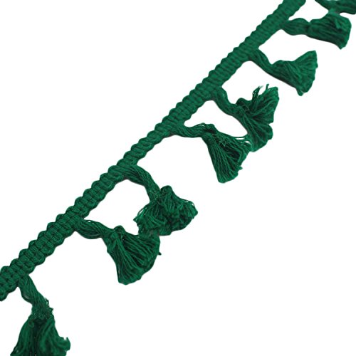 Yalulu 5 Yards Quaste Trim Bommelborte Quasten Fransen Spitzenborte Farbig Näharbeit für Kleidung DIY Fertigkeit und Dekorieren Nähen Zubehörteil (Dunkelgrün) von Yalulu