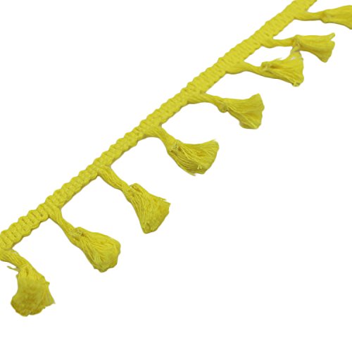 Yalulu 5 Yards Quaste Trim Bommelborte Quasten Fransen Spitzenborte Farbig Näharbeit für Kleidung DIY Fertigkeit und Dekorieren Nähen Zubehörteil (Gelb) von Yalulu