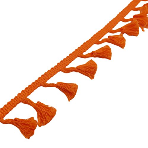 Yalulu 5 Yards Quaste Trim Bommelborte Quasten Fransen Spitzenborte Farbig Näharbeit für Kleidung DIY Fertigkeit und Dekorieren Nähen Zubehörteil (Orange) von Yalulu