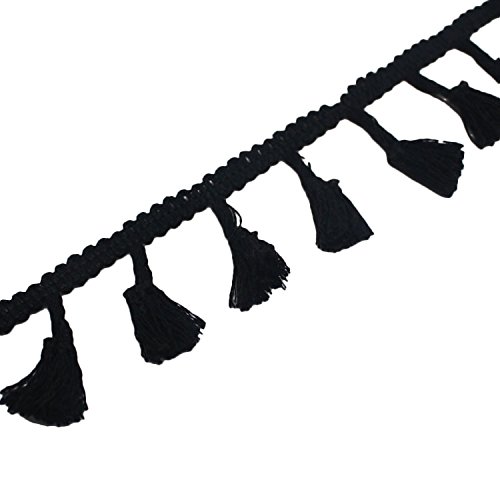 Yalulu 5 Yards Quaste Trim Bommelborte Quasten Fransen Spitzenborte Farbig Näharbeit für Kleidung DIY Fertigkeit und Dekorieren Nähen Zubehörteil (Schwarz) von Yalulu