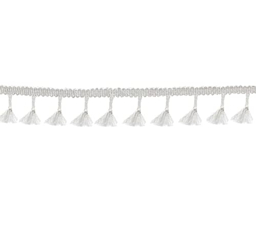Yalulu 5 Yards Quaste Trim Bommelborte Quasten Fransen Spitzenborte Farbig Näharbeit für Kleidung DIY Fertigkeit und Dekorieren Nähen Zubehörteil (Weiß) von Yalulu