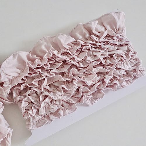 Yalulu 5 Yards Spitzenband aus Baumwolle, Rüschen Spitzenbesatz, Rüschen Stickerei Spitzenborte Spitzenbesatz Stoff zum Nähen Dekoband Zierband (Rosa) von Yalulu