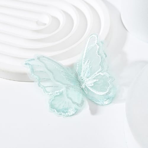 Yalulu 50 Stück Spitze Schmetterling Applikation, Spitze Applikation Stickpatches Organza Lace Appliques ür DIY Kleidung, Haarschmuck (grün) von Yalulu