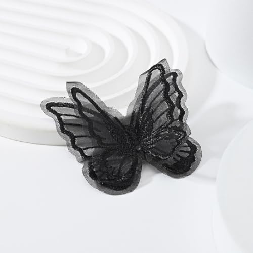 Yalulu 50 Stück Spitze Schmetterling Applikation, Spitze Applikation Stickpatches Organza Lace Appliques ür DIY Kleidung, Haarschmuck (schwarz) von Yalulu