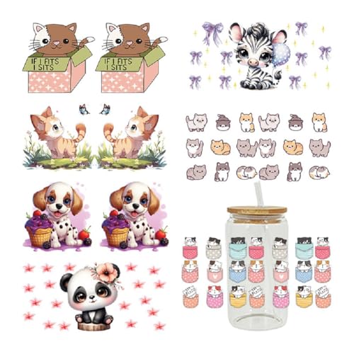 Yalulu 7 Sheets UV DTF Cup Transfer Aufkleber, Niedliche Tiere ub On Sticker Transferaufkleber, UV DTF Tasse Transfer Aufkleber Für Glasbecher Laptop Koffer DIY Yalulu 7 Sheets UV DTF Cup Transfer Aufkleber, Niedliche Tiere ub On Sticker Transferaufkleber, UV DTF Tasse Transfer Aufkleber Für Glasbecher Laptop Koffer DIY von Yalulu