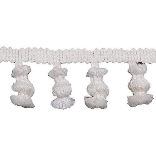 Yalulu 7 Yards Baumwolle Fransenborte Quasten Trim, Quaste Trim Band Nähen Spitze Bestickte Borte Spitzenband für Kleidung Nähen von Yalulu