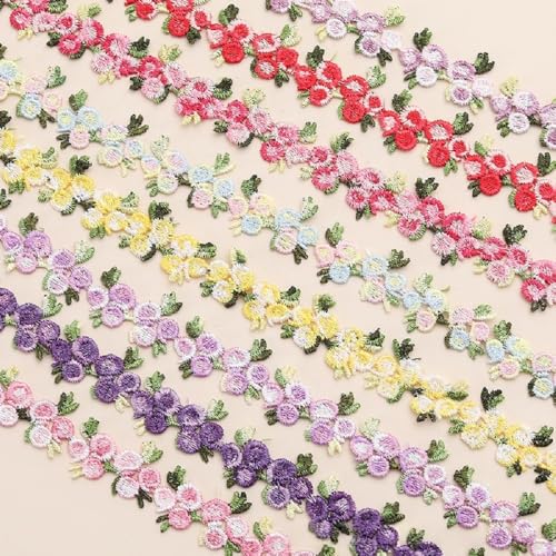 Yalulu 8 Farben Spitzenborte Blumen, 20mm Florale Spitzenband Dekoband Spitzenborte Blumenband Stickerei Blümchen Zierband für Nähen Handwerk Hochzeit Deko, 8 Yards Yalulu 8 Farben Spitzenborte Blumen, 20mm Florale Spitzenband Dekoband Spitzenborte Blumenband Stickerei Blümchen Zierband für Nähen Handwerk Hochzeit Deko, 8 Yards von Yalulu
