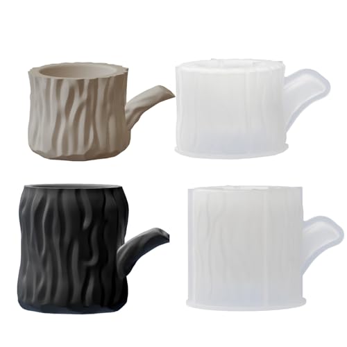Yalulu Baumstumpf GießFormen Silikon Kerzenhalter, 2 Stück Gießform Kerzenform für Teelichthalter, Beton Vase, Vorratsgefäß, Beton Gips DIY Kerzen von Yalulu