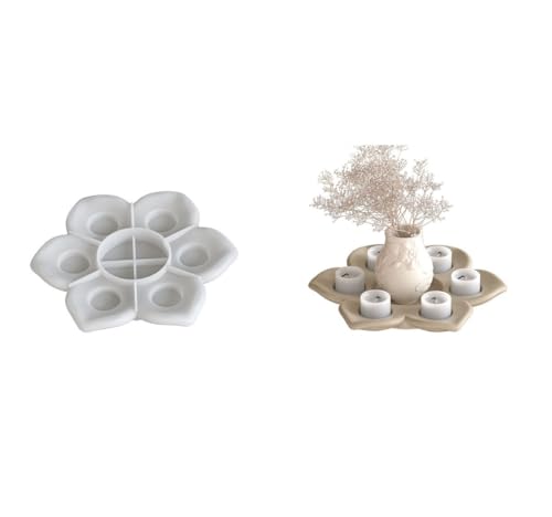 Yalulu Blumenform Silikonform Kerzenhalter, Kerzenhalter Gießform Kerzenhalter Gießformen Silikon Teelichthalter Gießform Beton für Stabkerzen und Teelichter von Yalulu