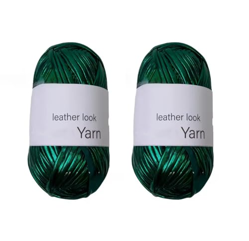 Yalulu Metallic T-Shirt Garn, 2 x 100g(2 x 40m) Gewebe Glanzgarn Glänzendes Stoff Strickgarn, Metallic Garn für Häkeltaschen (Grün) von Yalulu