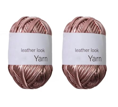 Yalulu Metallic T-Shirt Garn, 2 x 100g(2 x 40m) Gewebe Glanzgarn Glänzendes Stoff Strickgarn, Metallic Garn für Häkeltaschen (Roségold) von Yalulu
