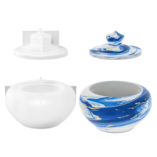 Yalulu Schachtel Silikonform mit Deckel, 3D Vorratsdosen Epoxidharz Form Gießform, Aufbewahrungsbox Gießform Epoxy Resin Mold für Schmuck Box von Yalulu