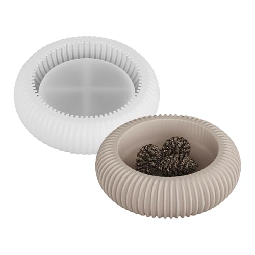 Yalulu Schale Silikonform Rund Tablett Epoxidharz Formen, Silikonform Kerzenhalter Aromatherapie, Gießformen Silikon Tablett Gießform Schale, Silikon Gießform Teelich von Yalulu