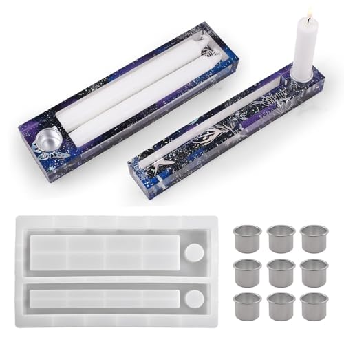 Yalulu Silikonform Kerzenhalter mit 10 Stück Metall Kerzenständer, Silikonformen Gießformen Kerzenhalter, Silikon Gießform Kerzenhalter zum gießen für Stabkerzen Teelichter Yalulu Silikonform Kerzenhalter mit 10 Stück Metall Kerzenständer, Silikonformen Gießformen Kerzenhalter, Silikon Gießform Kerzenhalter zum gießen für Stabkerzen Teelichter von Yalulu