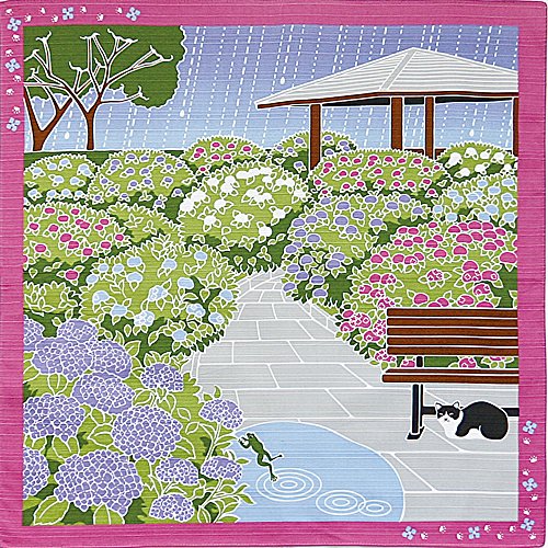 Furoshiki Kleine japanische Geschenkpapier Reinigungstuch traveling-cat Katze Hortensie Juni Furoshiki Kleine japanische Geschenkpapier Reinigungstuch traveling-cat Katze Hortensie Juni von ヤマコー(Yamaco)