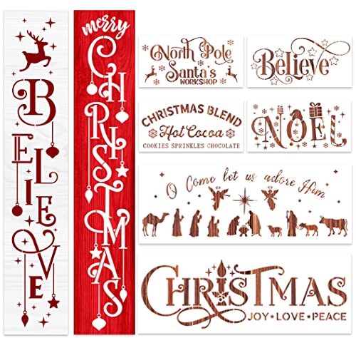 Weihnachtsschablonen zum Malen auf Holz, Feiertage, Weihnachtsschablone, groß, Glauben, Weihnachten, Malschablonen für Wand, Veranda, Glas, Holz, Stoff von Yamcyh