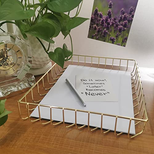 Yamfurga Schreibtischablage, Draht-Metall-Briefablage, Organizer, Größe 31 x 24,1 x 4,8 cm, Gold von Yamfurga