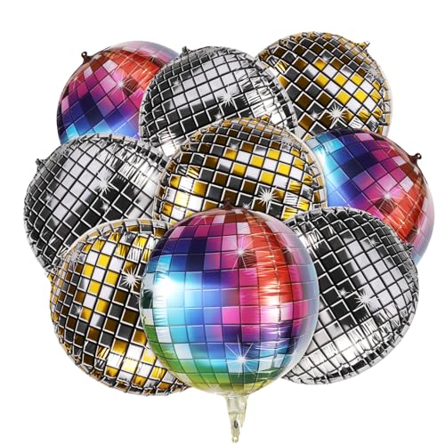 Yamitora 9 Stück Discokugel Luftballon,Disco Folienballons,22 Zoll 4D Groß Metall Spiegel Luftballon,Disco Balloons,Disco Party Deko für Karneval Disco-Mottoparty Geburtstag von Yamitora