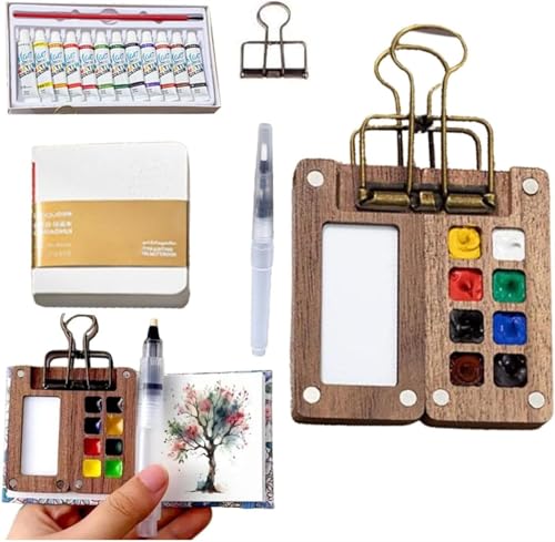 Yamobi 10 Stück Mini Malkasten Aquarell Set,Portable Watercolor Palette Set, tragbare Nano Palette für Aquarell,Mischpalette Holz Yamobi 10 Stück Mini Malkasten Aquarell Set,Portable Watercolor Palette Set, tragbare Nano Palette für Aquarell,Mischpalette Holz von Yamobi