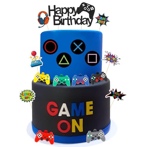 Yamobi 11 teiliges Videospiel Cupcake Toppers, Gaming Tortendeko Geburtstag für Baby Dusche Jungen Geburtstag Party Kuchen Dekoration von Yamobi
