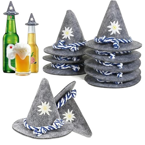 Yamobi 12 Stück Oktoberfest Hut Deko,Oktoberfest Accessoires,Bayrische Dekoration Bayern Party Streudeko mit Blau-Weiße Kordel 8 x 10cm von Yamobi