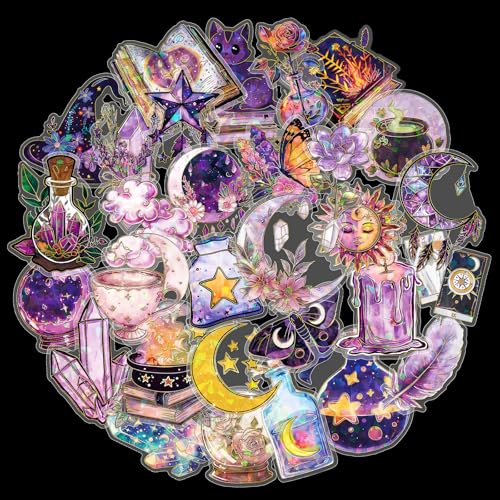 Yamobi 30 Stück Cartoon-Magie Aufkleber,Anime Hexe Sticker Set für Scrapbook Zubehör Set, Aesthetic Fotoalbum Sticker, Fahrrad,Laptop,Skateboard, PET Transparent von Yamobi