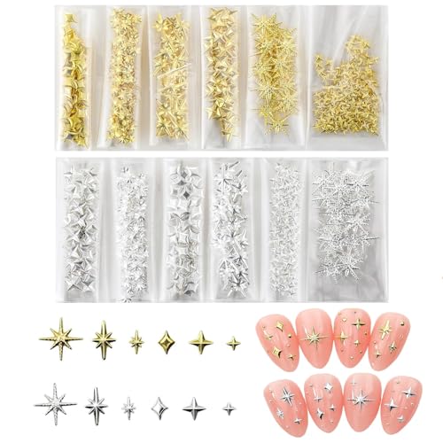 Yamobi 400 Stück 3D Nail Charms Gold Silber, Stern Mond Nagel Charms Glitzersteine für Nägel, Metallic Stern Strasssteine, DIY Nageldekoration, Maniküre Zubehör Yamobi 400 Stück 3D Nail Charms Gold Silber, Stern Mond Nagel Charms Glitzersteine für Nägel, Metallic Stern Strasssteine, DIY Nageldekoration, Maniküre Zubehör von Yamobi