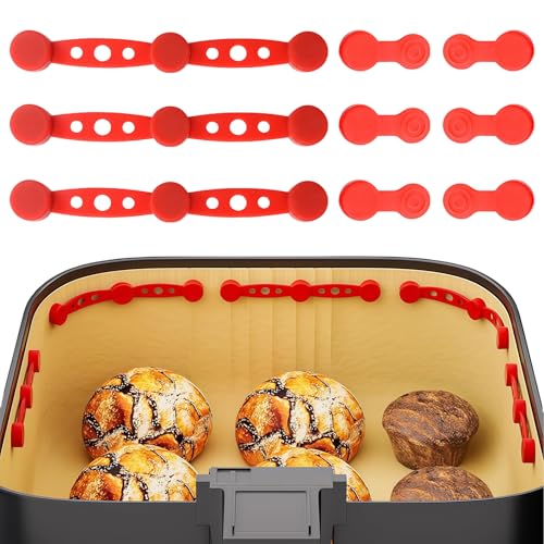 Yamobi Air Fryer Magnet Silikon Schnalle Set,Zubehör für Luftfritteuse Silikon Magnetverschluss Set, Magnetische Silikonschnalle für Pergamentpapier, ideal für Airfryer von Yamobi